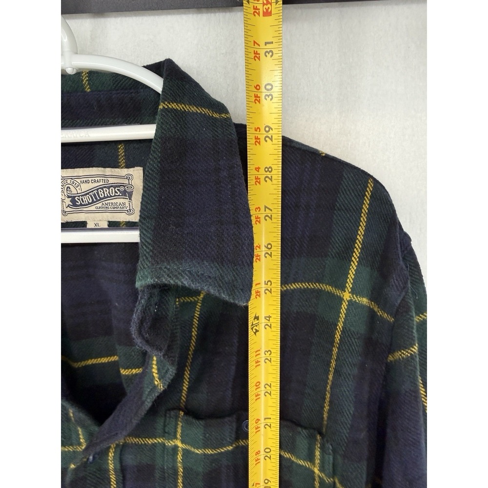 Schott Bros Men's Black Watch Plaid Cotton Flannel Button Up Size XL - Picture 6 of 7
